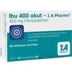 Eine Packung mit 50 Ibuprofen-Tabletten zur Schmerzlinderung.